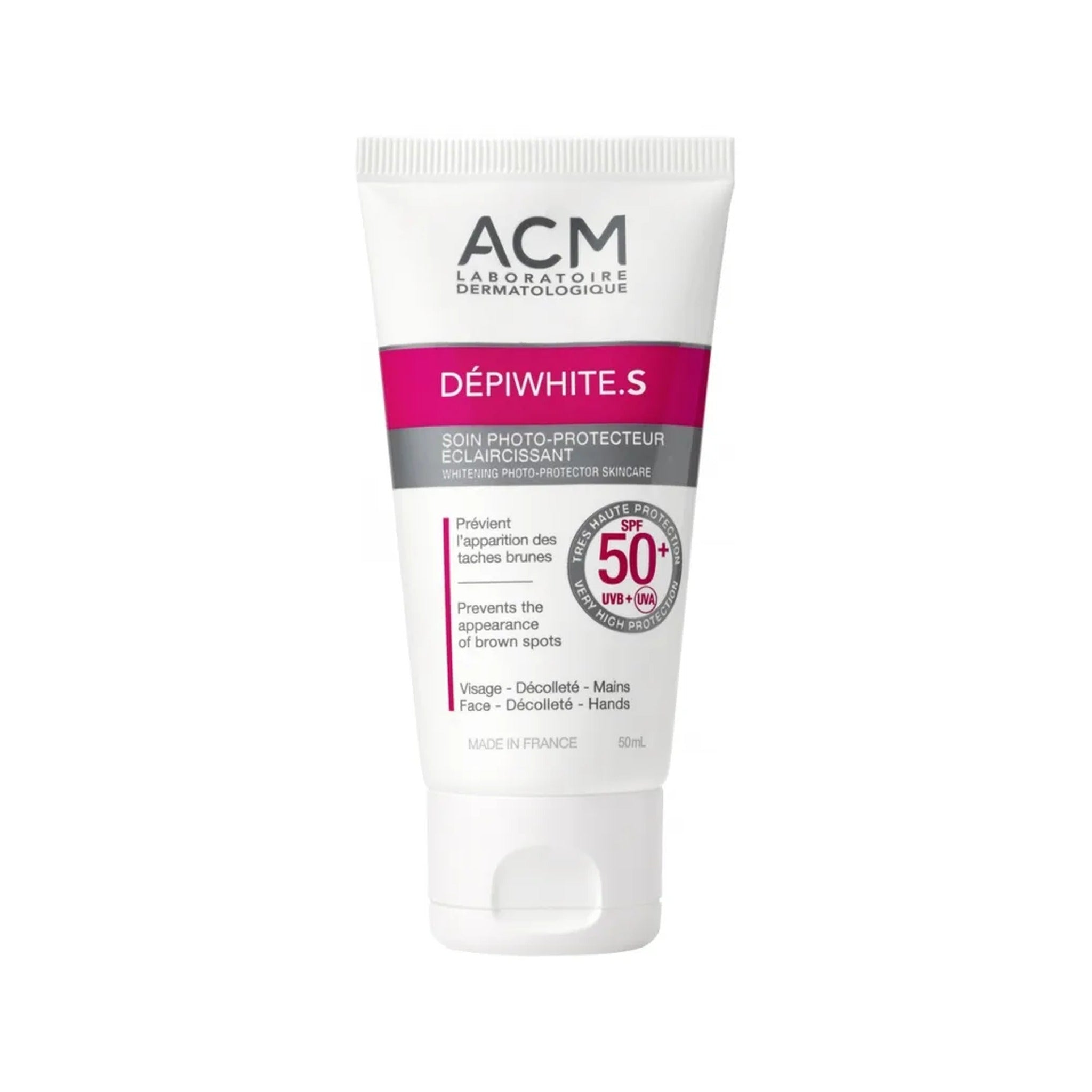 ACM Dépiwhite S IP50+ Soin Photoprotecteur Éclaircissant Visage Décolleté Mains 50ml