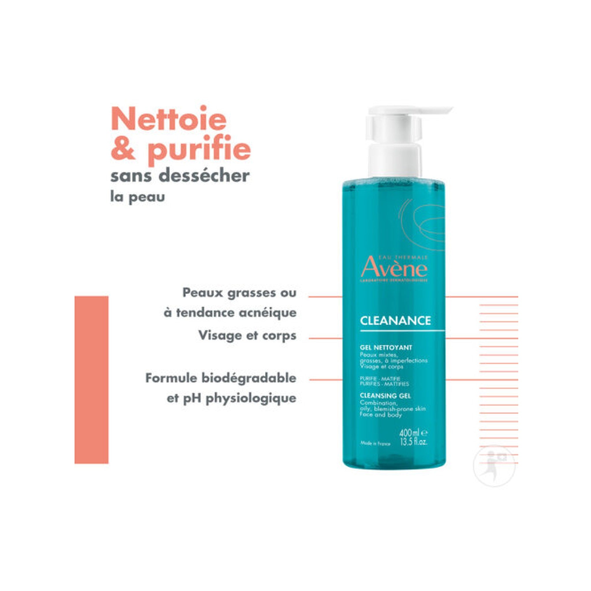 Avène Cleanance Gel Nettoyant Matifiant Purifiant Peau Grasse 400ml