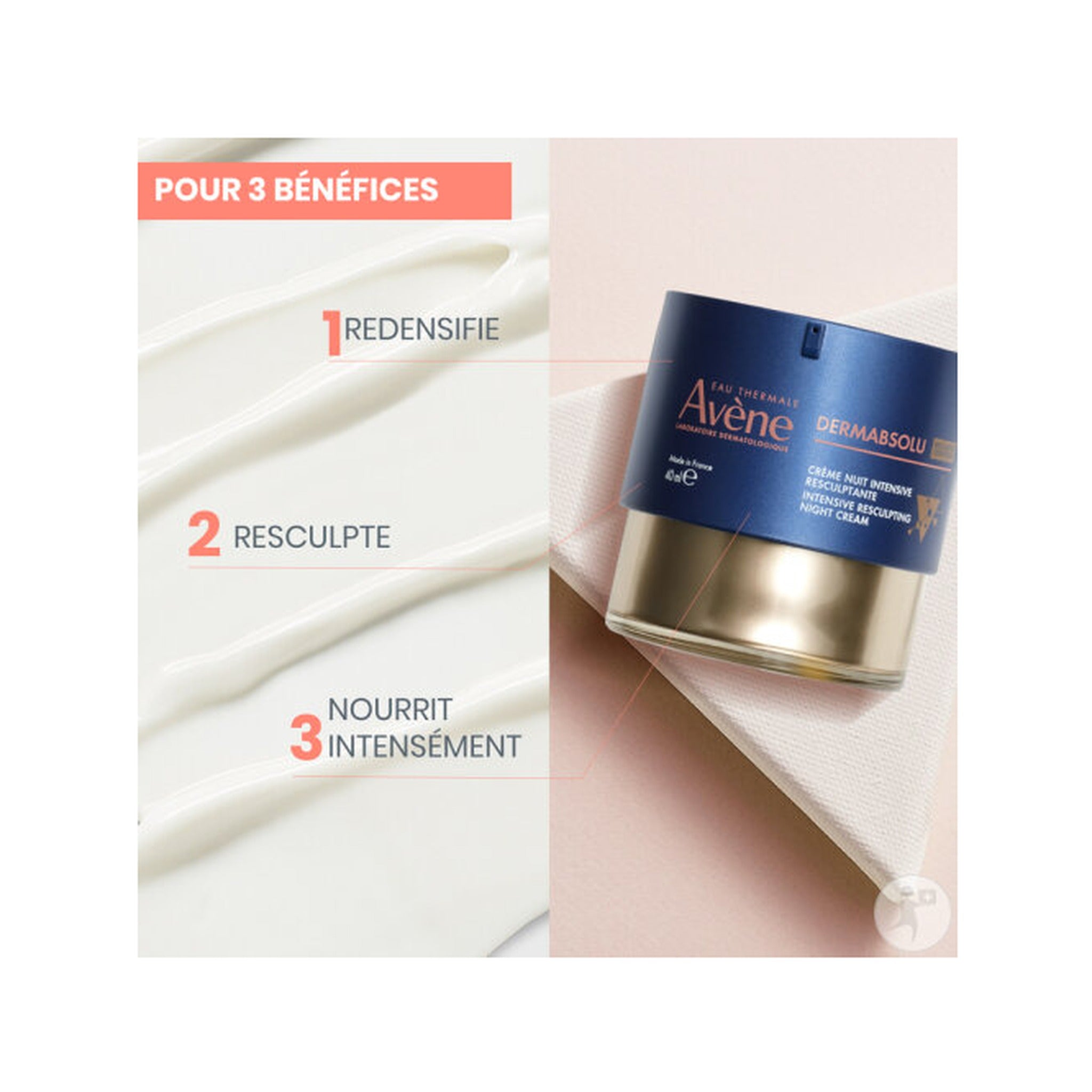 Avène Dermabsolu Nuit Crème Intensive Resculptante Anti-Âge Bakuchiol & Niacinamide  40ml