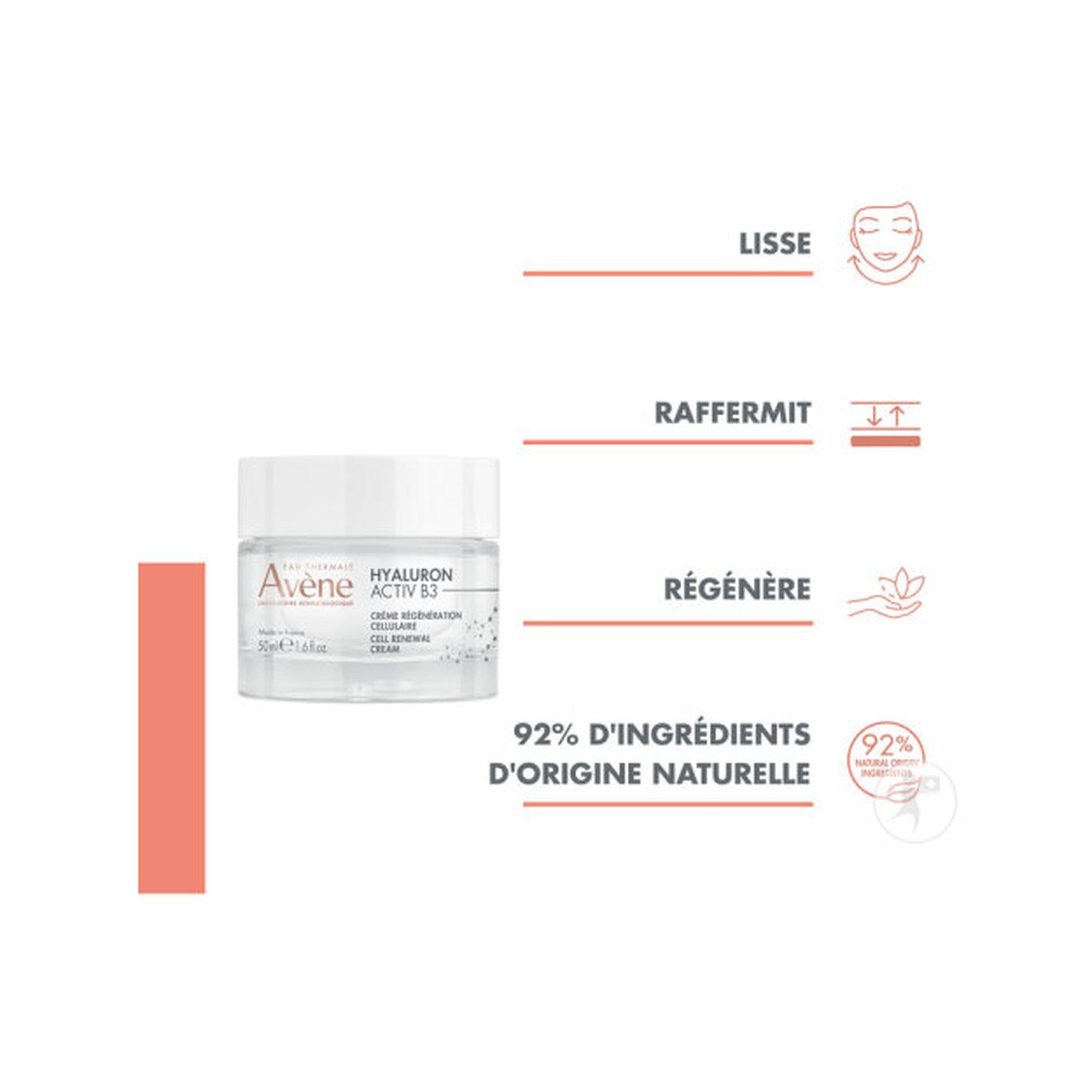 Avène Hyaluron Activ B3 Crème Régénération Cellulaire Anti-Âge HA & Niacinamide 50ml