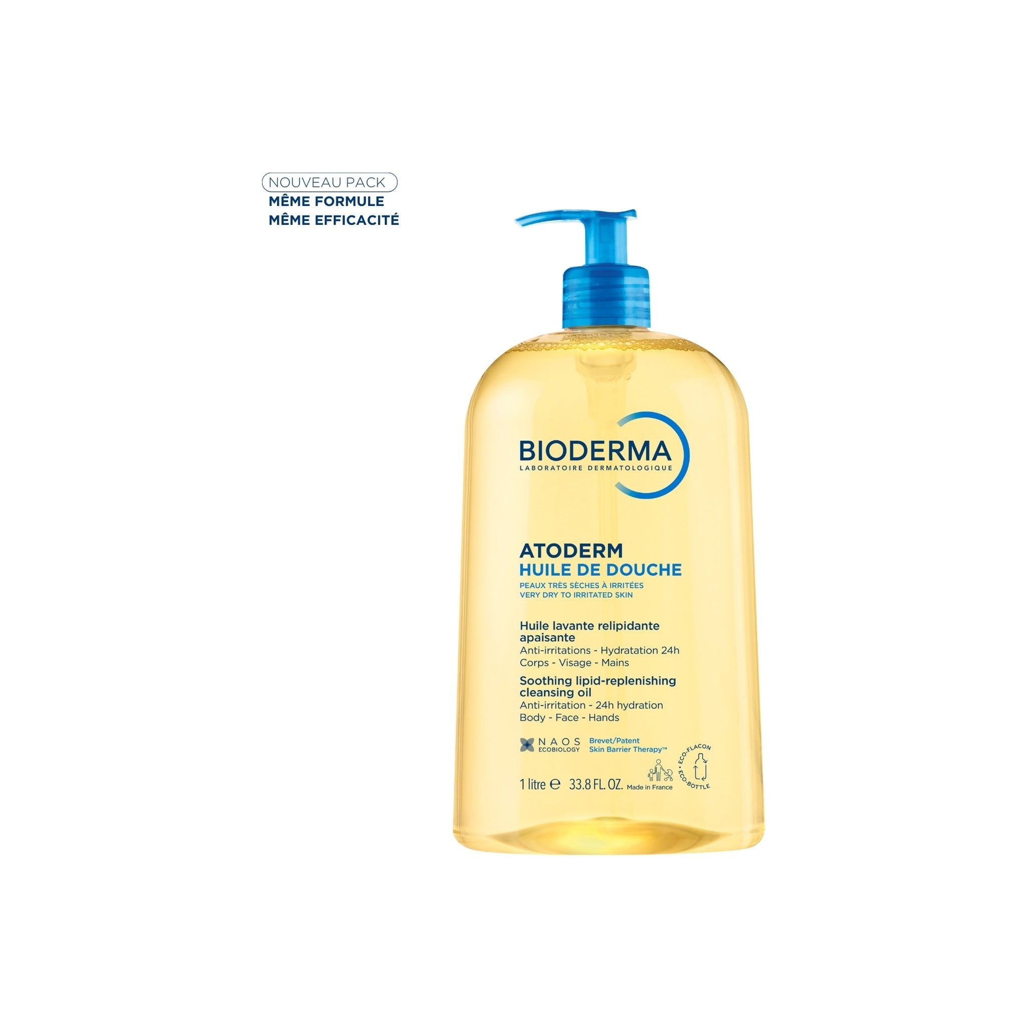 Bioderma Atoderm Huile De Douche Huile Relipidante Peaux Sensibles Sèches À Très Sèches 1l