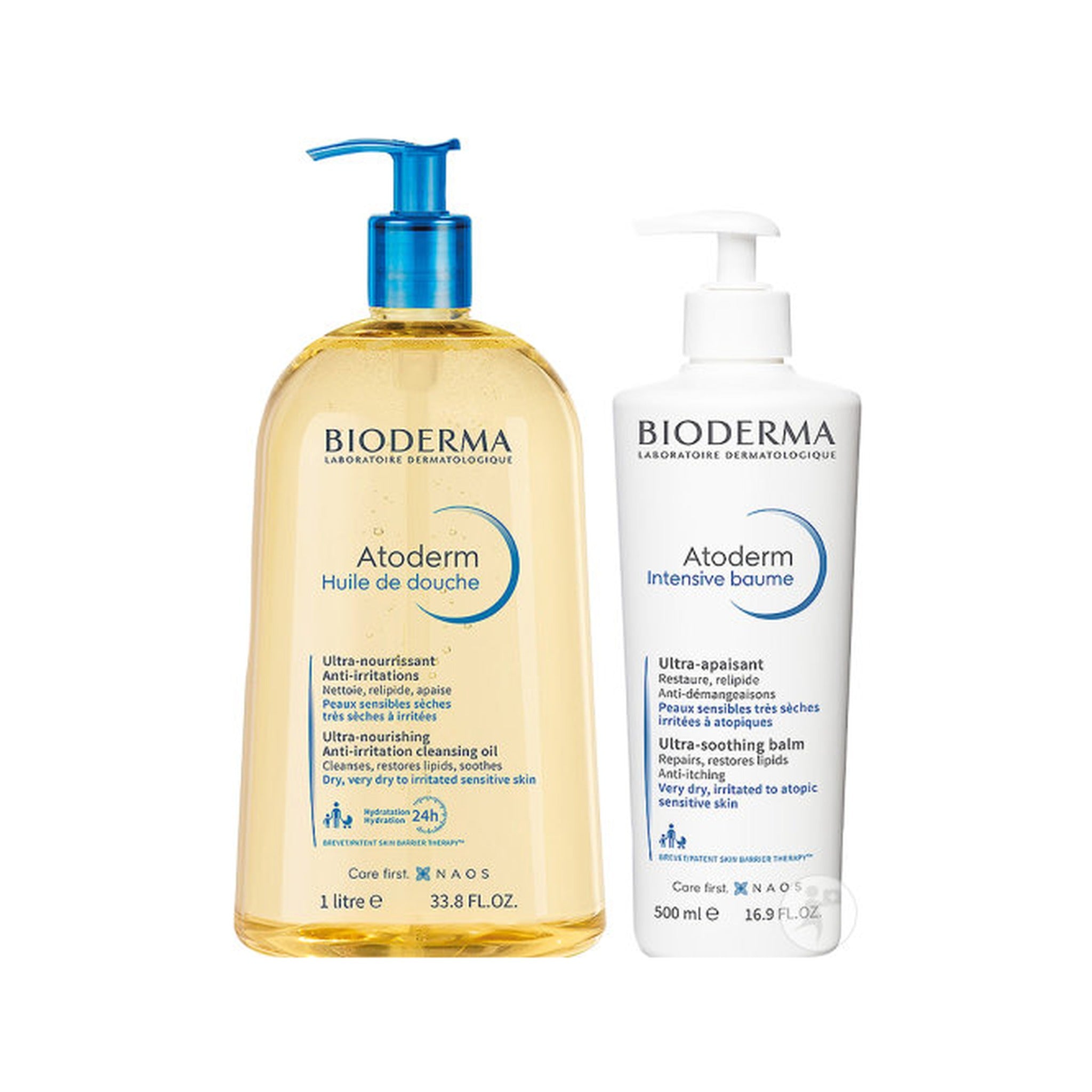 Bioderma Atoderm Routine Peau Sèche Gel Douche 1l + Crème Ultra Apaisant 500ml