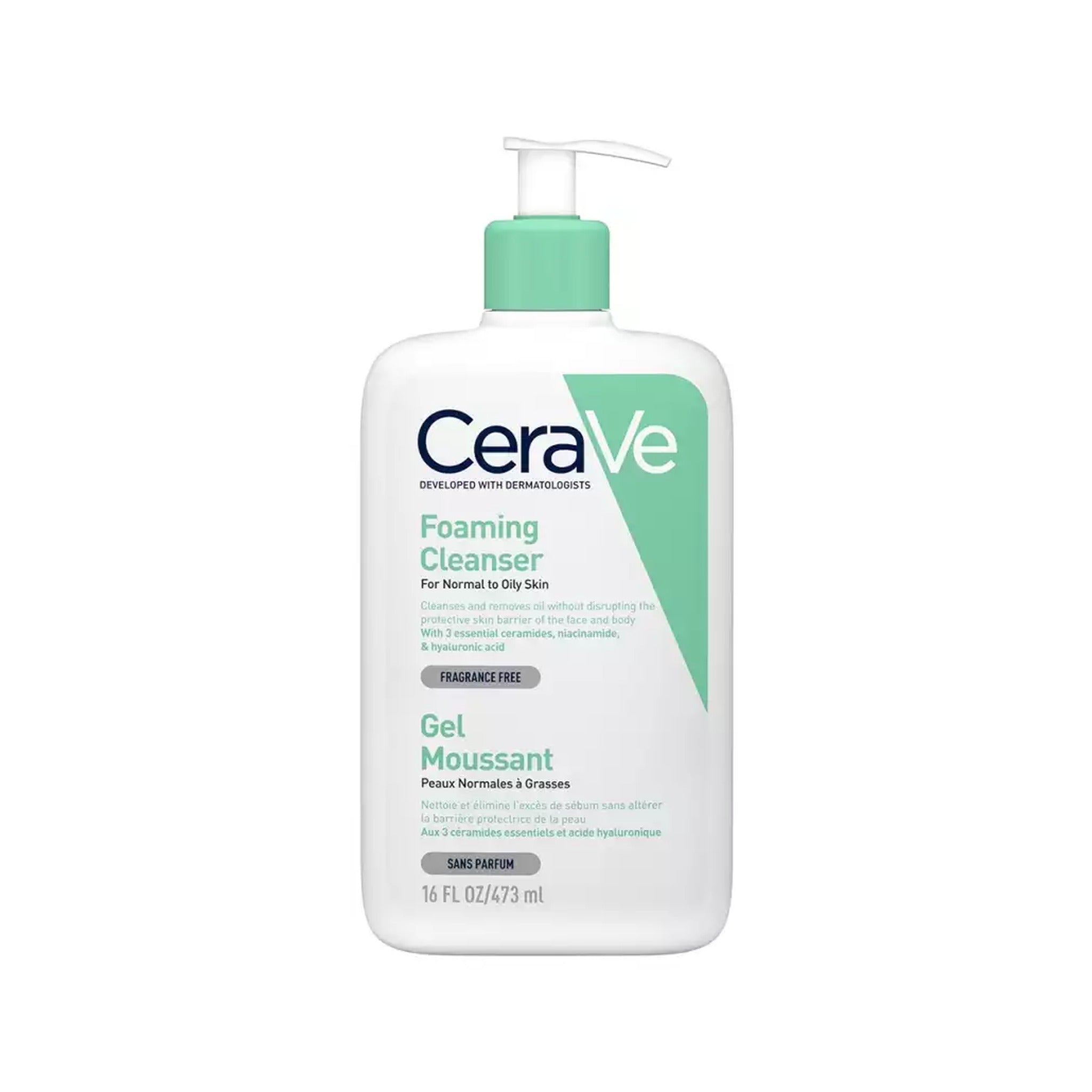 CeraVe Gel Nettoyant Moussant Peaux Normales À Grasses Flacon Pompe 236ml