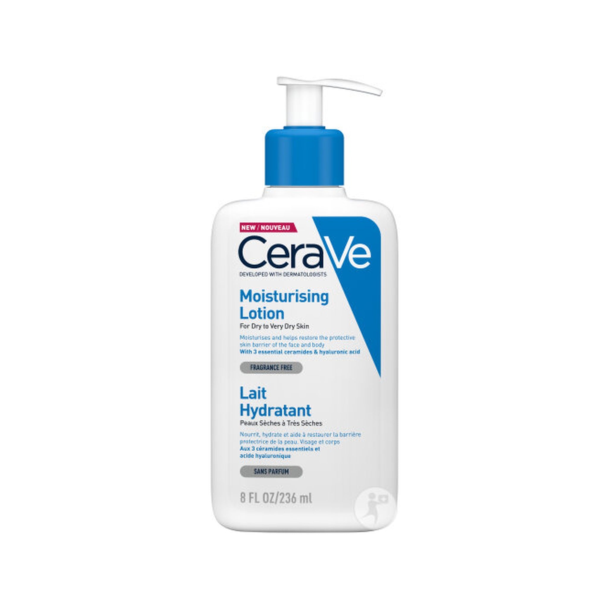 CeraVe Lait Hydratant Pour Peaux Sèches À Très Sèches Sans Parfum Flacon Pompe 236ml