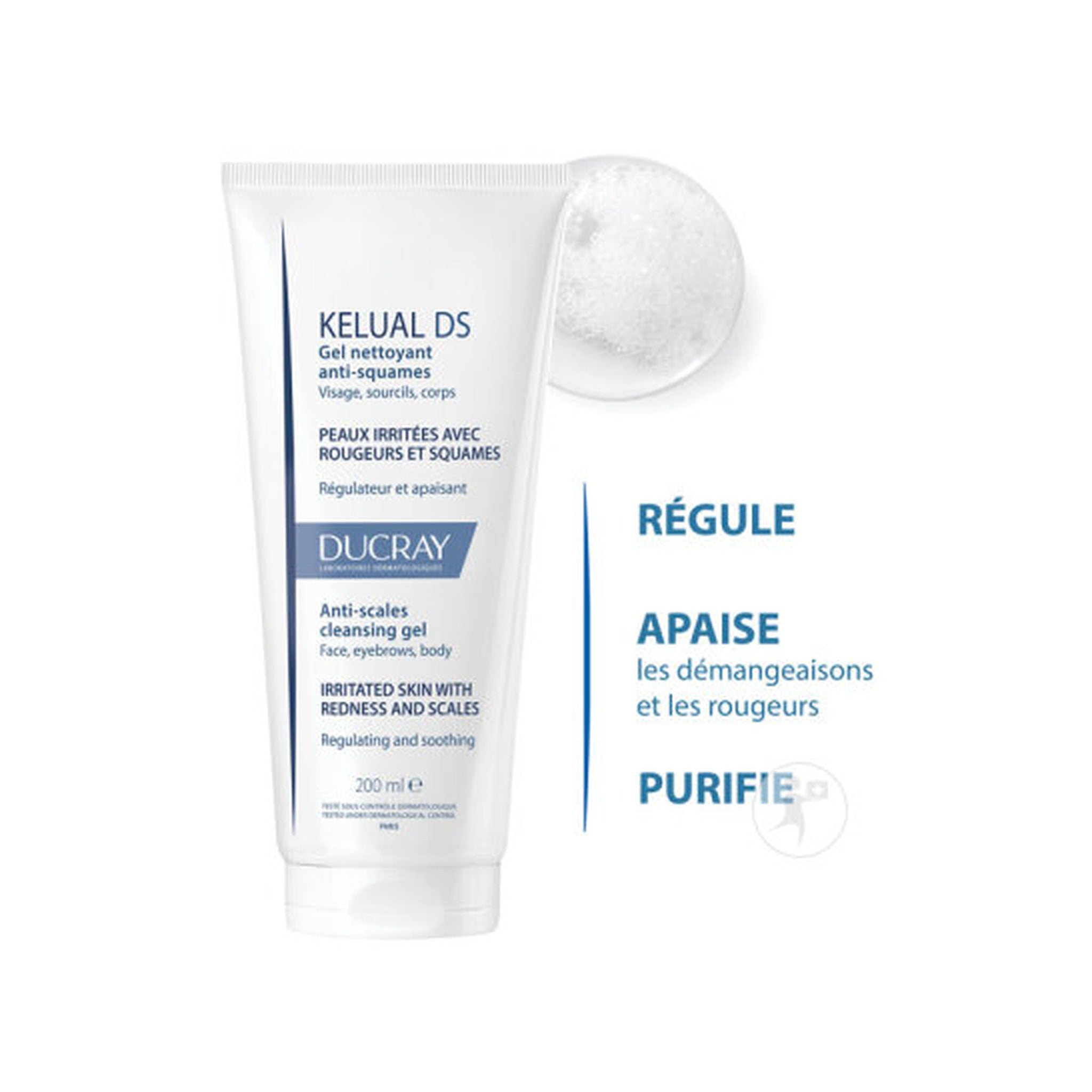 Ducray Kelual Ds Gel Nettoyant Anti-Squames Peau Irritée Avec Rougeurs Et Squames 200ml