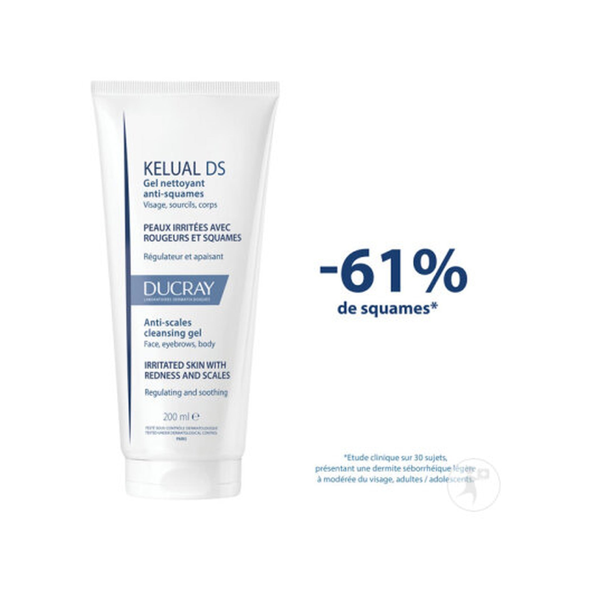 Ducray Kelual Ds Gel Nettoyant Anti-Squames Peau Irritée Avec Rougeurs Et Squames 200ml