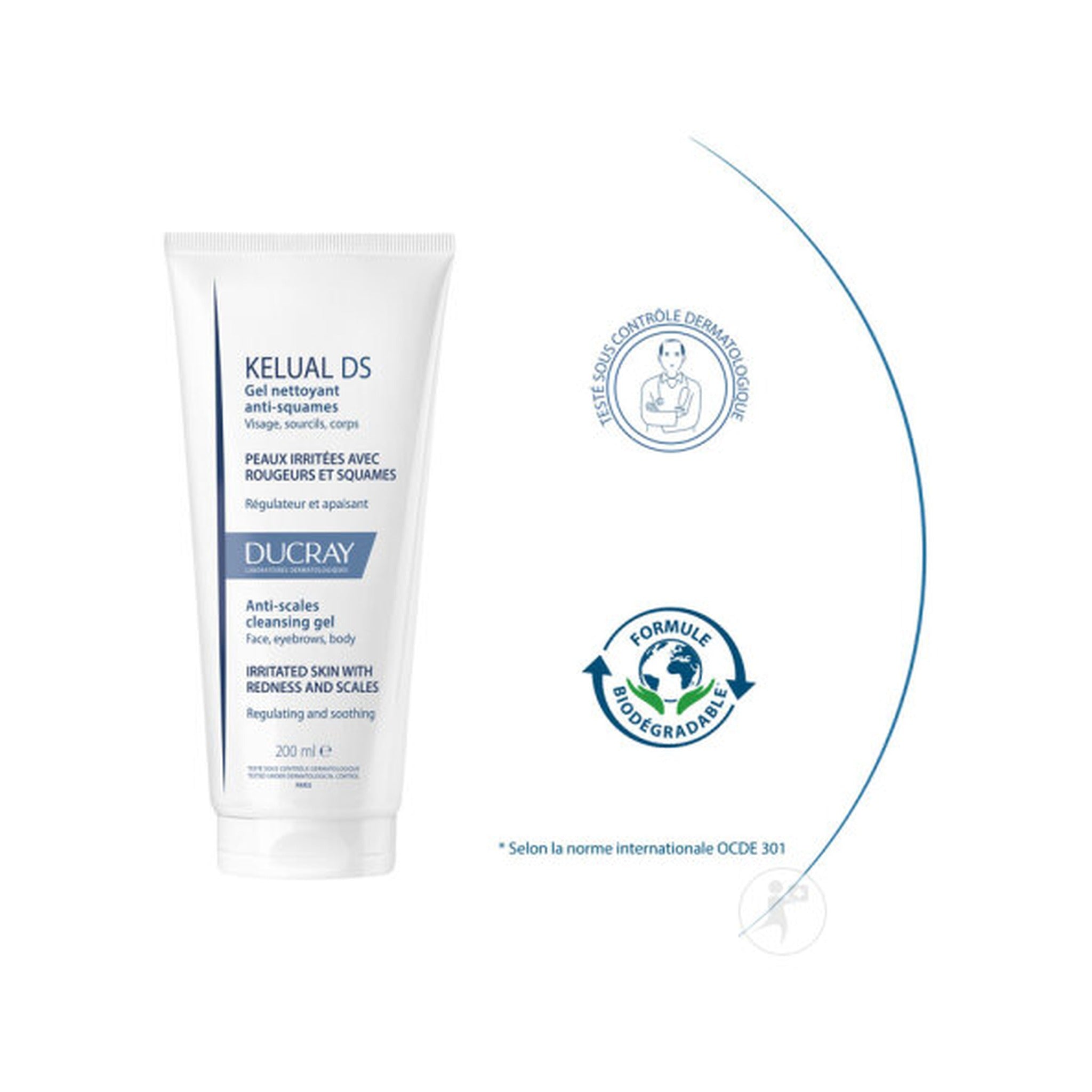 Ducray Kelual Ds Gel Nettoyant Anti-Squames Peau Irritée Avec Rougeurs Et Squames 200ml