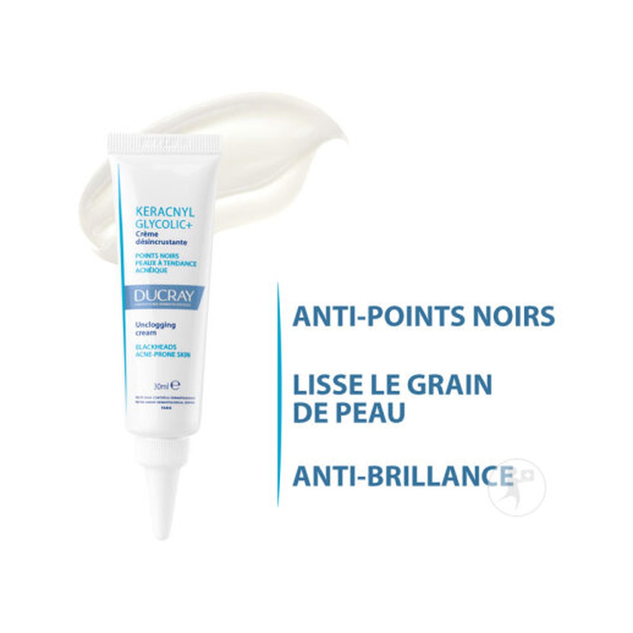 Ducray Keracnyl Glycolic+ Crème Désincrustante Peau À Tendance Acnéique Points Noirs 30ml