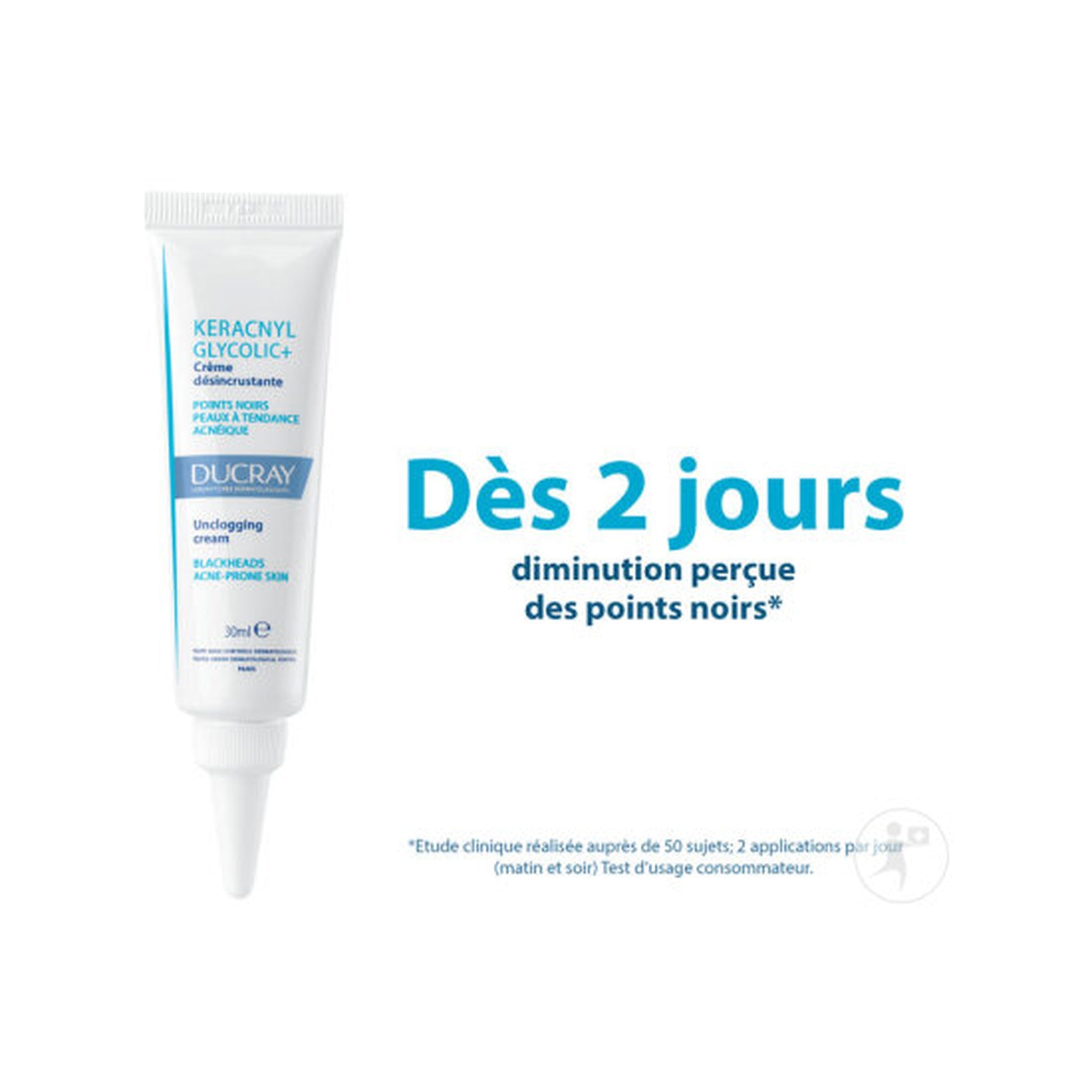 Ducray Keracnyl Glycolic+ Crème Désincrustante Peau À Tendance Acnéique Points Noirs 30ml
