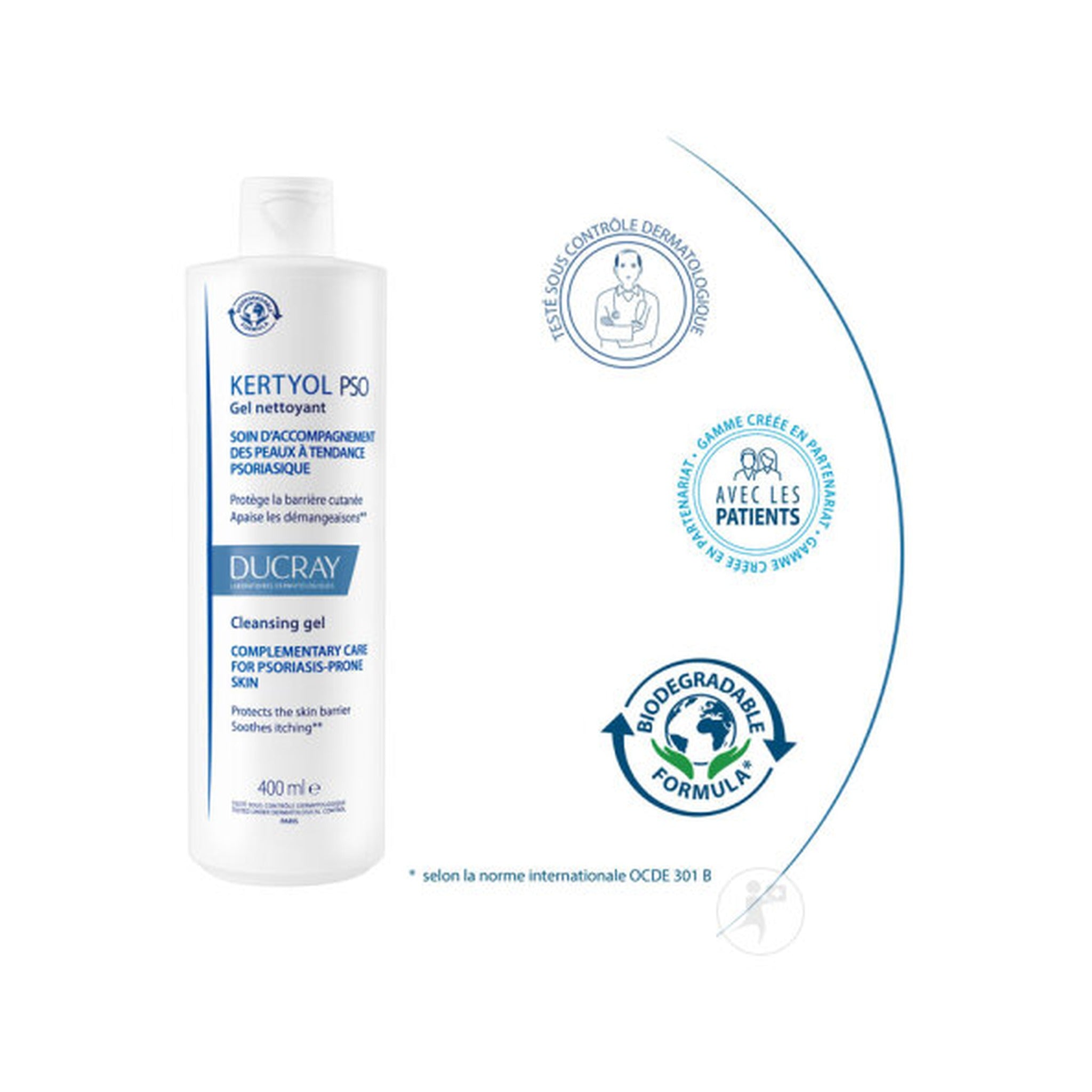 Ducray  Kertyol P.S.O. Gel Nettoyant Surgras Peau À Tendance Psoriasique Démangeaisons 400ml