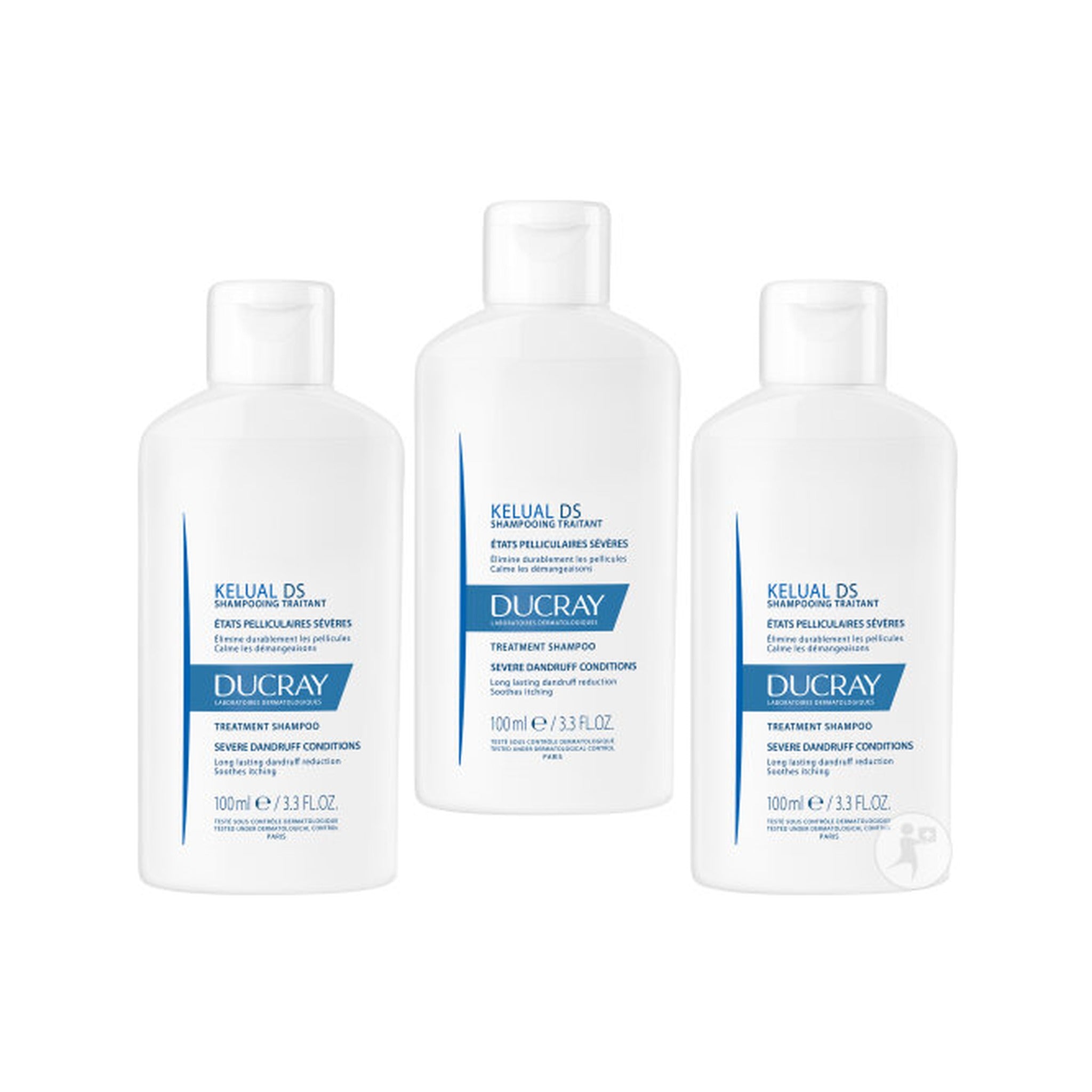 Pack De 3 Ducray Kelual Ds Shampoing Traitant Pellicules Sévères & Démangeaisons 100ml