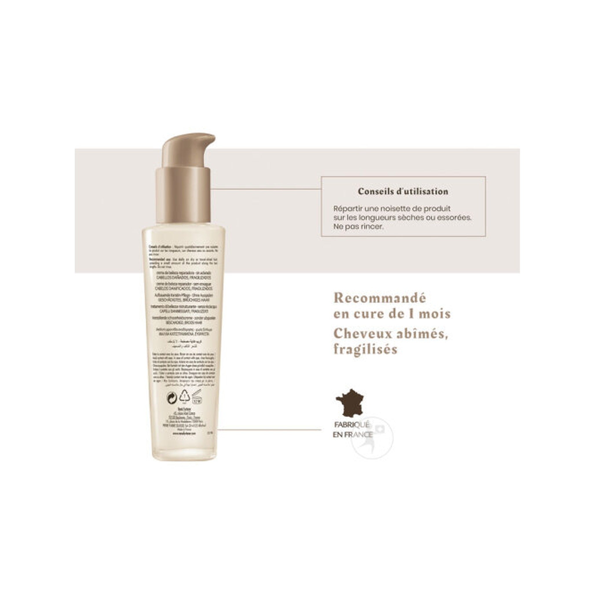 René Furterer Absolue Kératine Crème Beauté Réparatrice Cheveux Abîmés Fragilisés Sans Rinçage 100ml