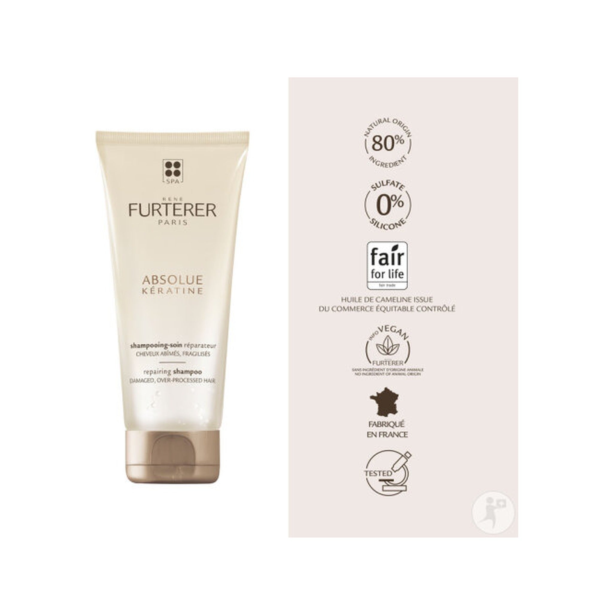 René Furterer Absolue Kératine Shampoing-Soin Réparateur Cheveux Abîmés Fragilisés 200ml