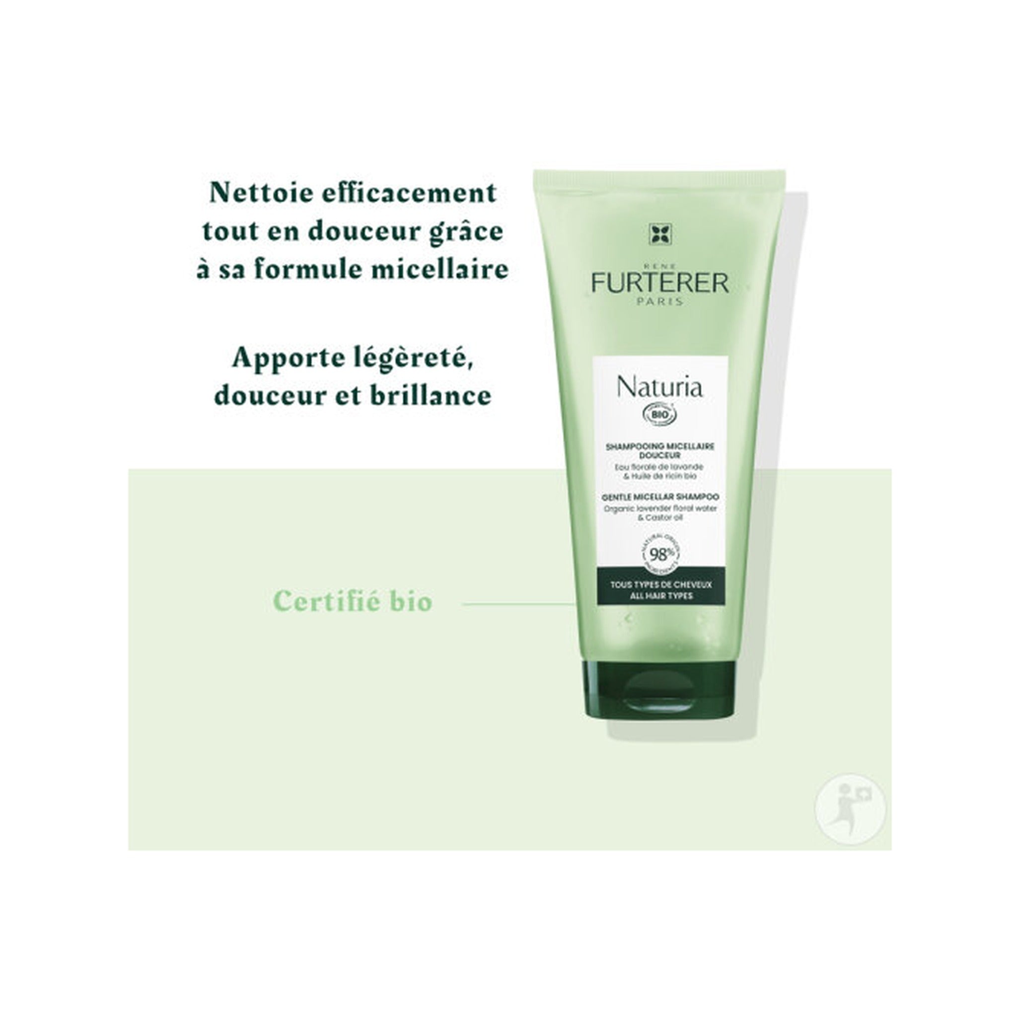 René Furterer Naturia Shampoing Micellaire Douceur Extra-Doux Tous Types De Cheveux Recharge 400ml