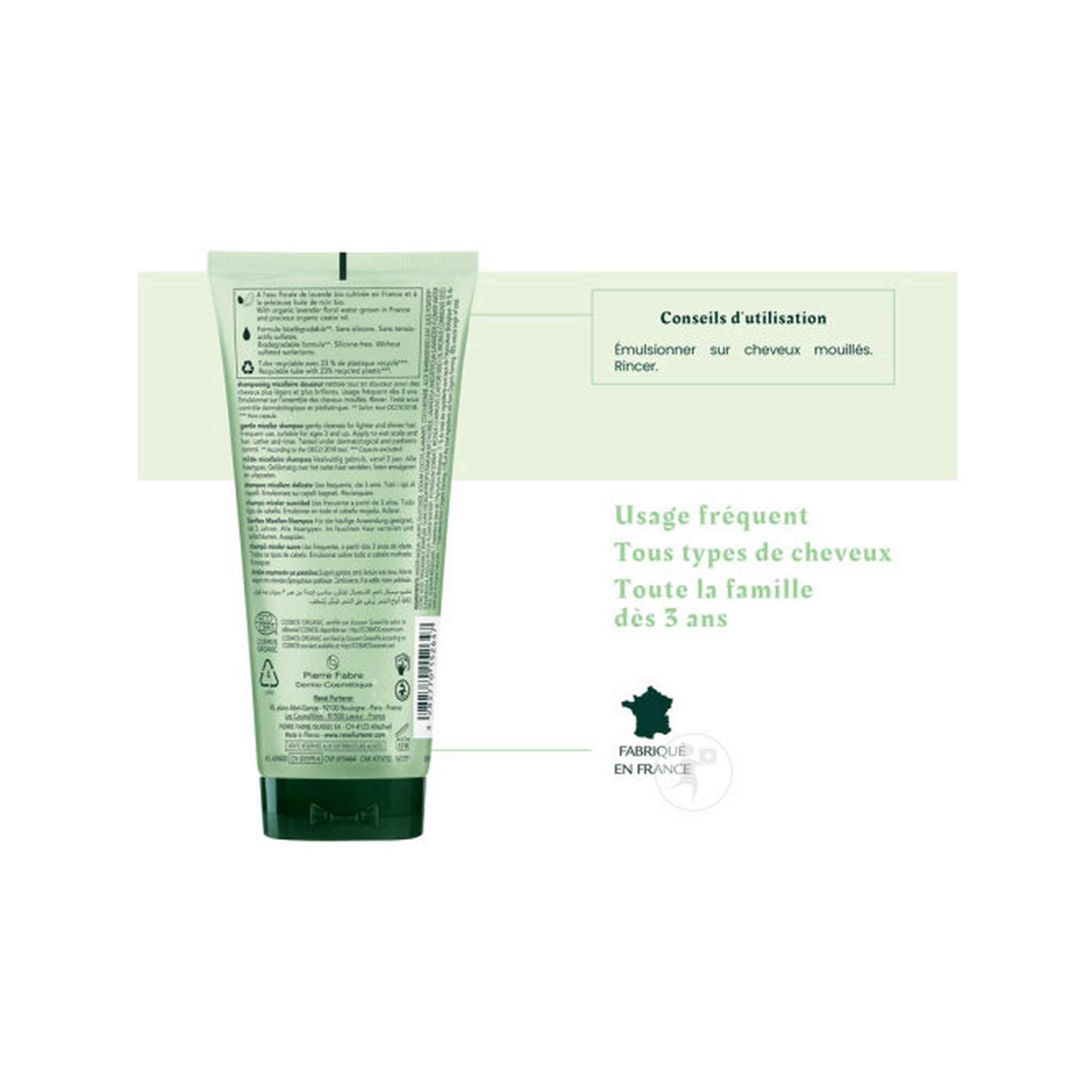 René Furterer Naturia Shampoing Micellaire Douceur Extra-Doux Tous Types De Cheveux Recharge 400ml