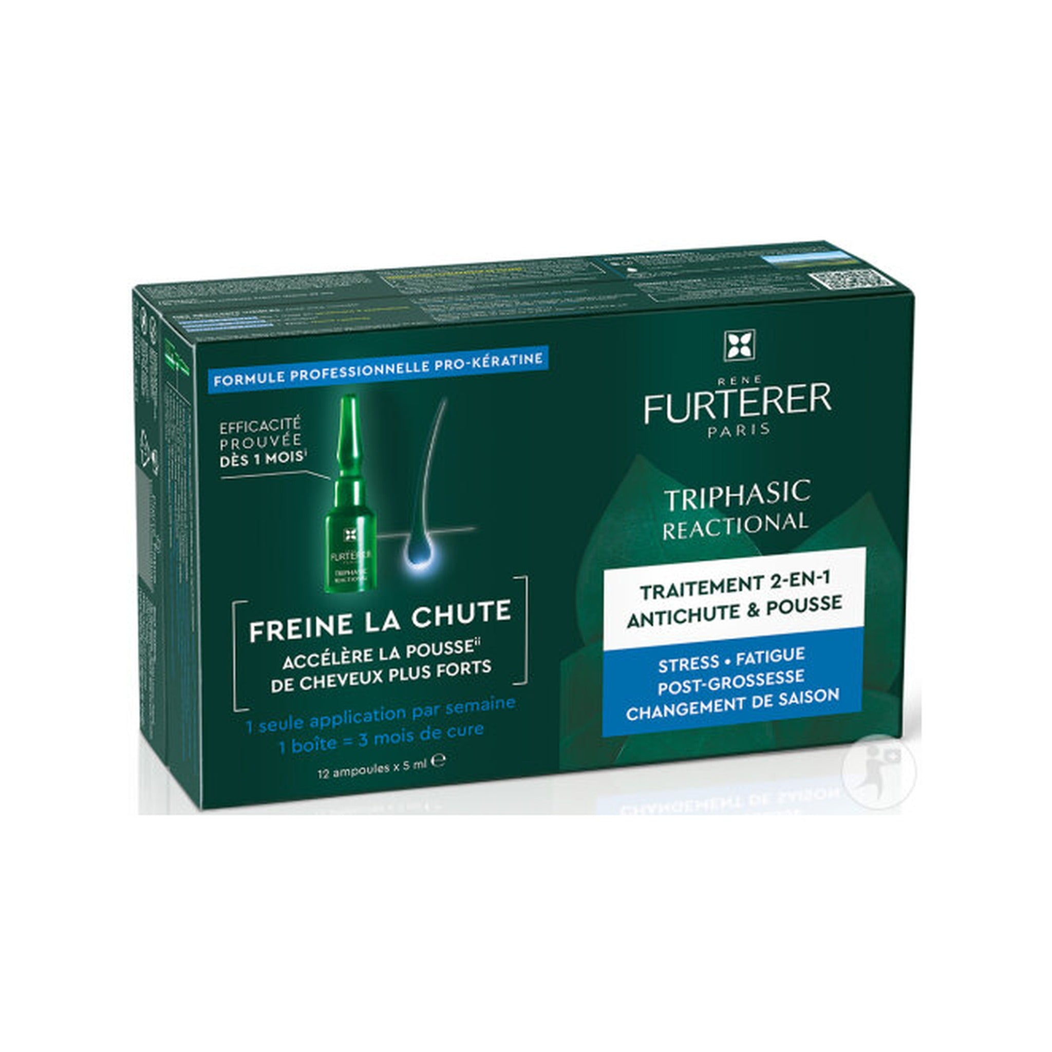 René Furterer Triphasic Reactional Traitement Antichute Chute De Cheveux Occasionnelle 12x5ml