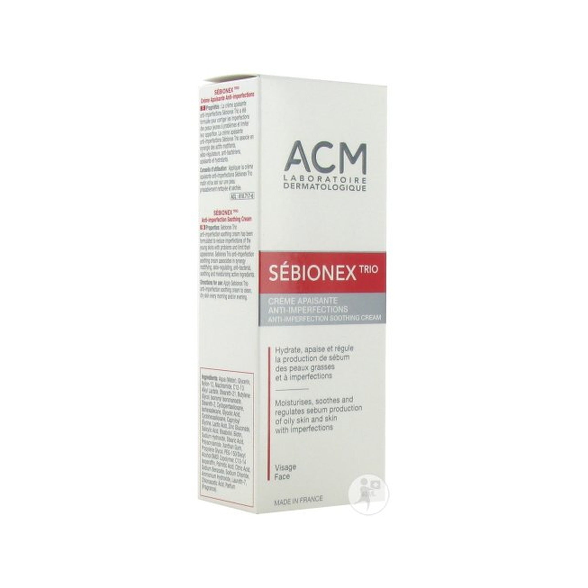 Sébionex Trio Crème Apaisante Anti-Imperfections Visage Peaux Grasses Tube 40ml