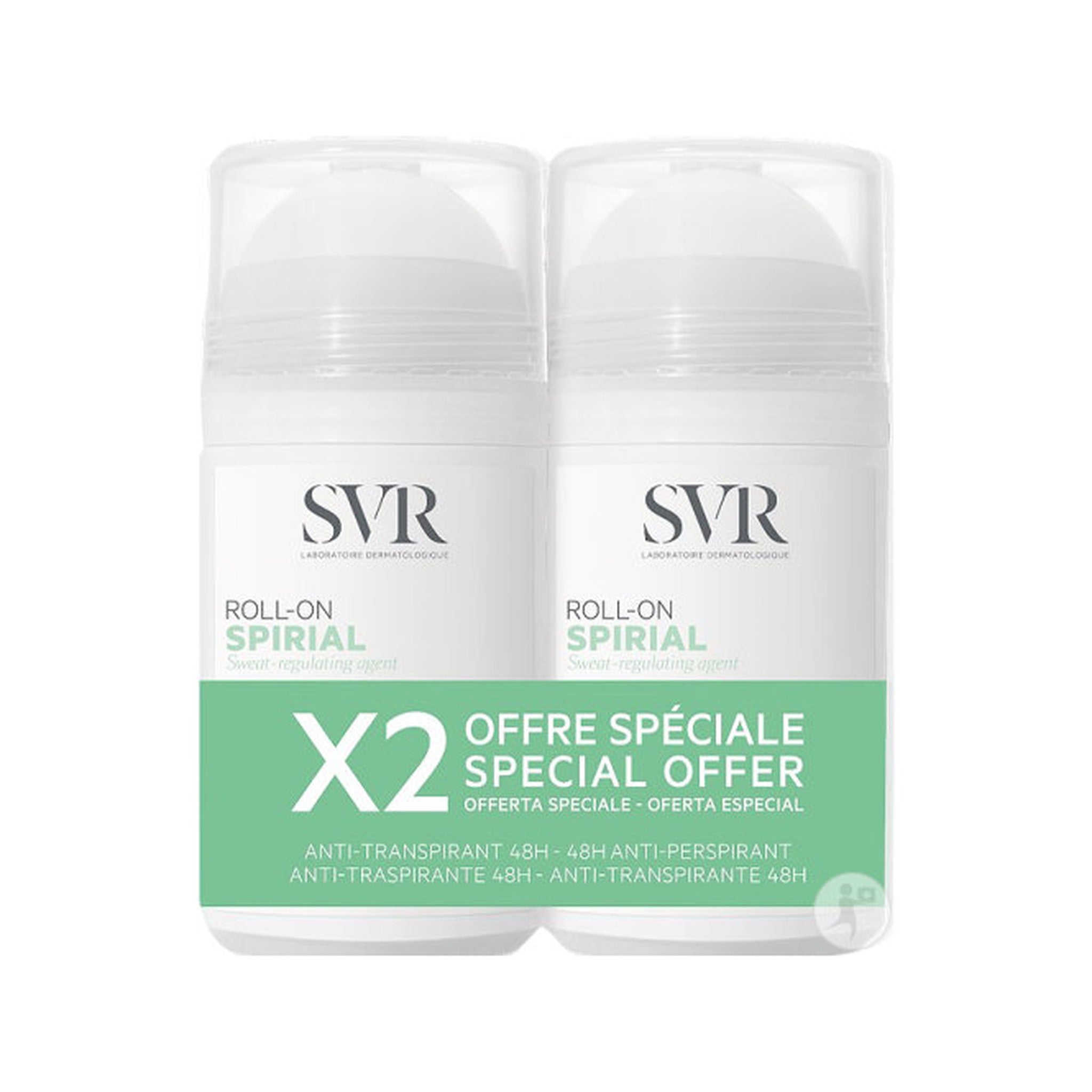 SVR Spirial Déodorant Anti-Transpirant 48h Sans Alcool Peaux Sensibles Roll-On Promo 2x50ml