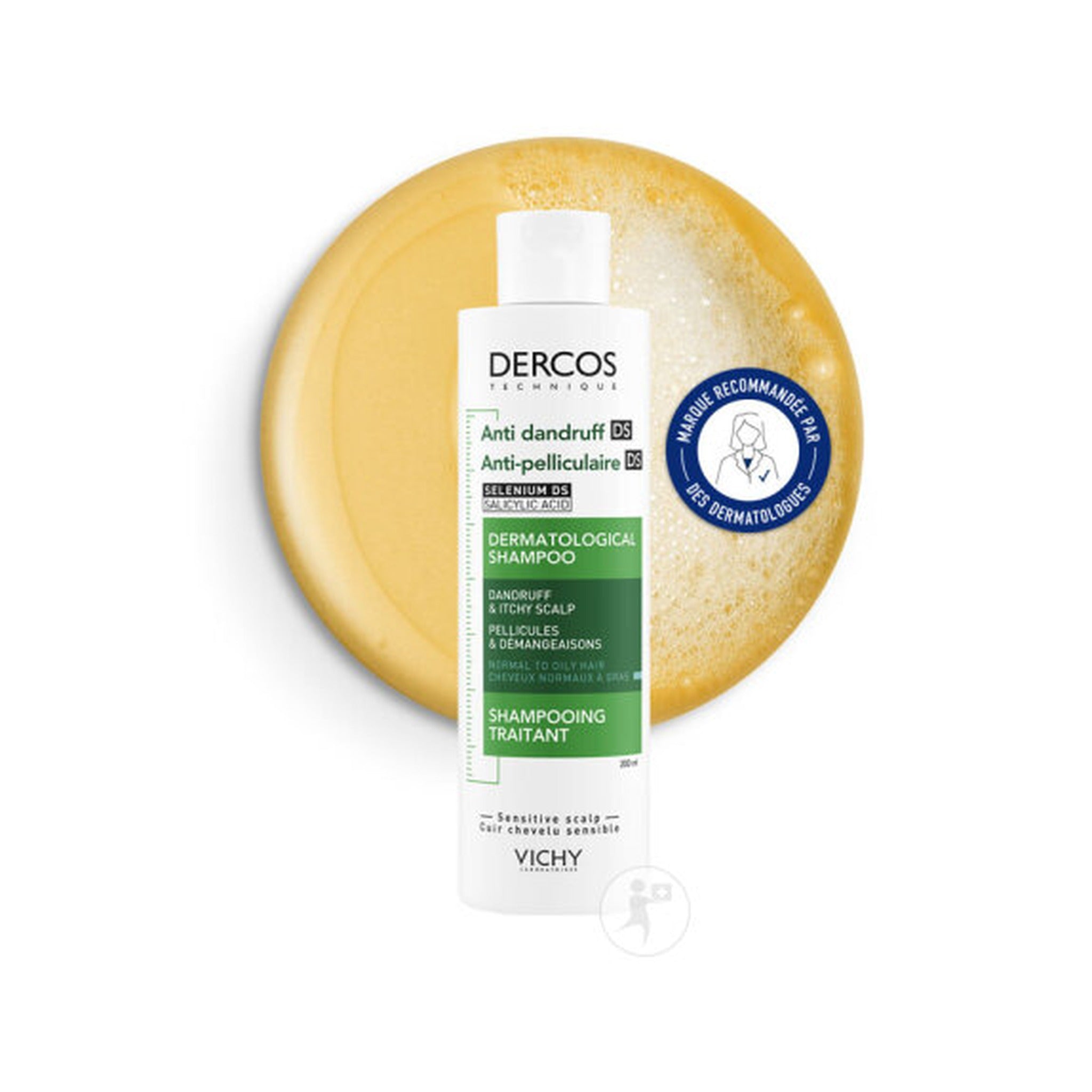 Vichy Dercos Anti-Pelliculaire Shampoing Traitant Cheveux Normaux A Gras Flacon 200ml