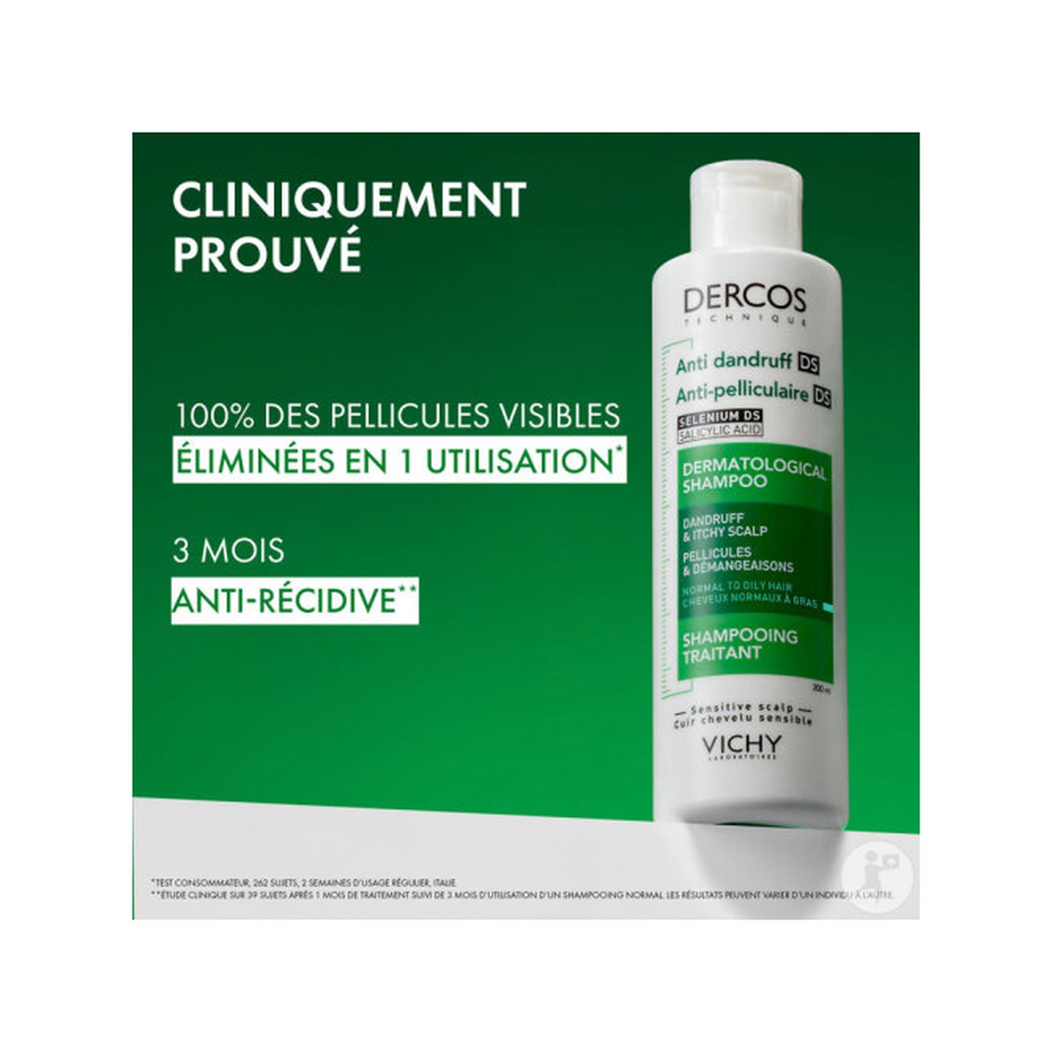 Vichy Dercos Anti-Pelliculaire Shampoing Traitant Cheveux Normaux A Gras Flacon 200ml