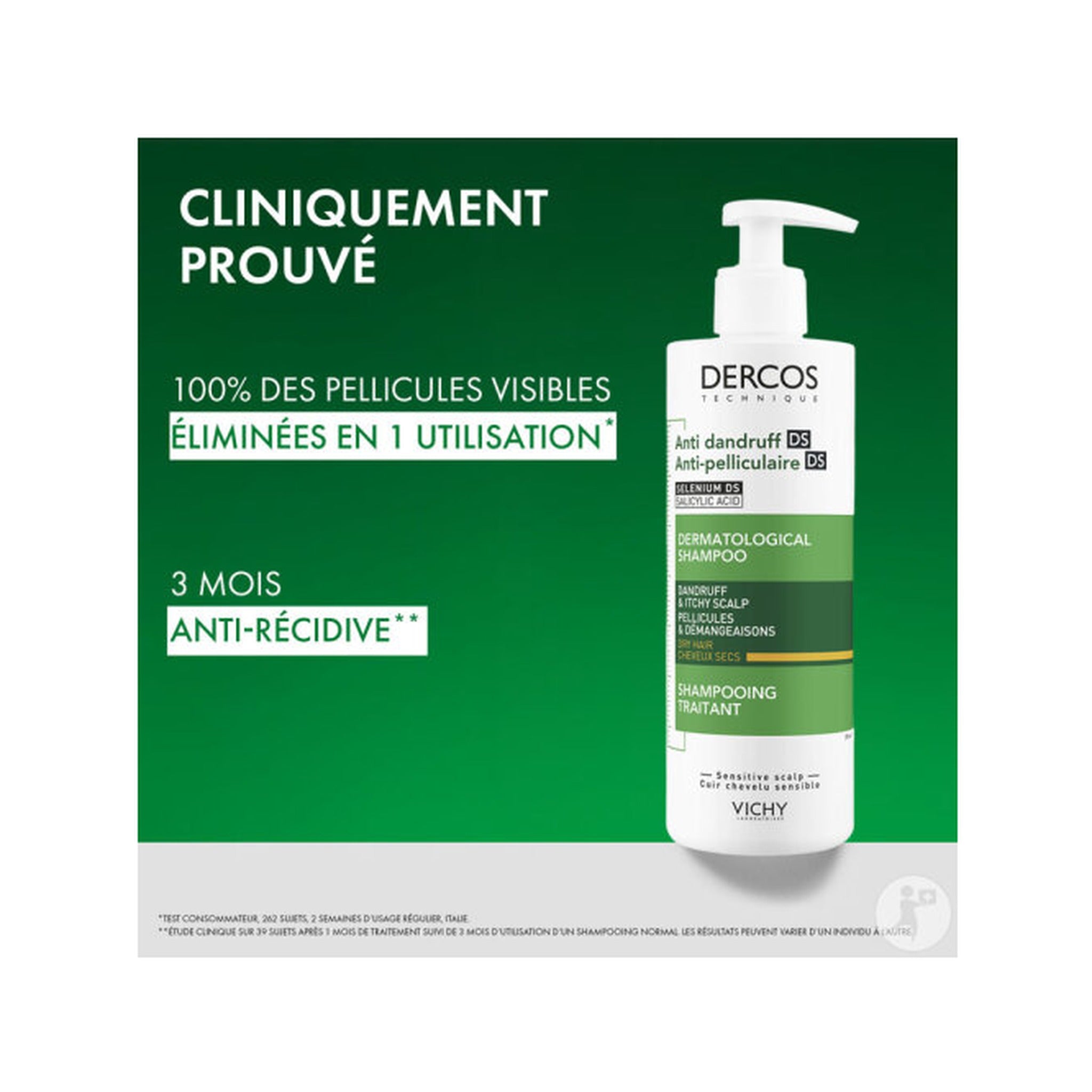 Vichy Dercos DS Anti-Pelliculaire Shampoing Traitant Pellicules Et Démangeaisons Cheveux Secs 390ml