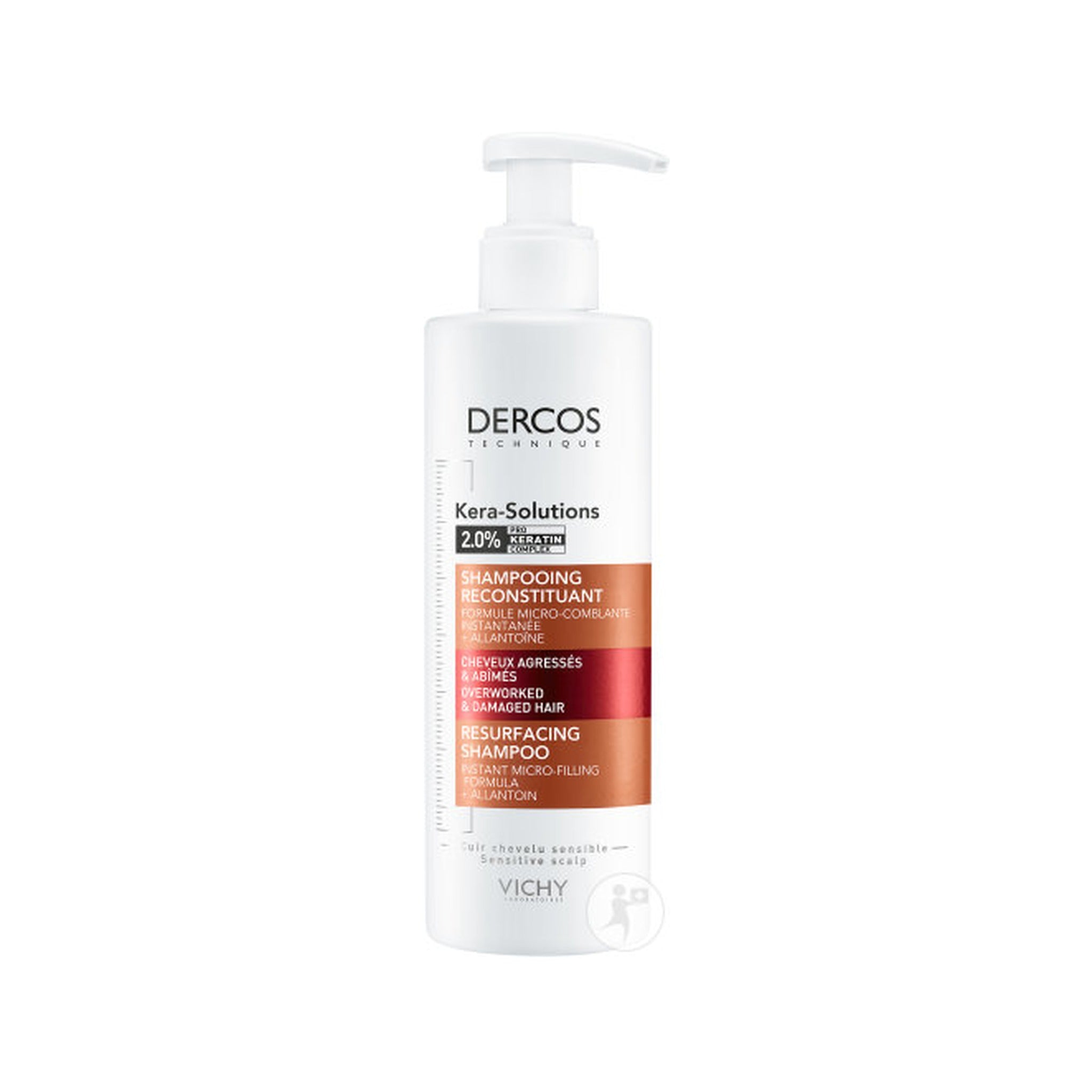 Vichy Dercos Kera-Solutions Shampoing Reconstituant Cheveux Agressés Et Abîmés Flacon Pompe 250ml