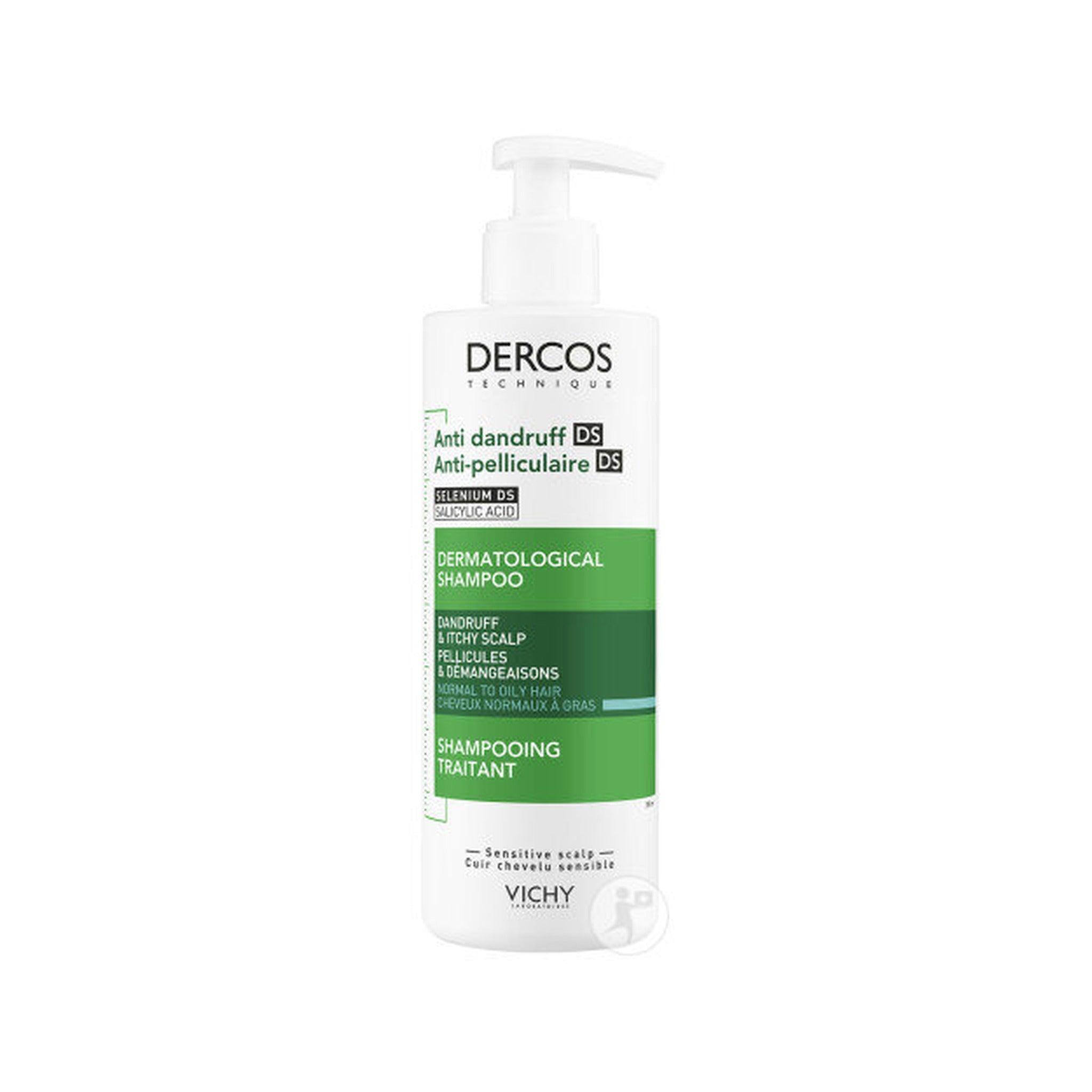 Vichy Dercos Shampoing Anti-Pelliculaire Cheveux Normaux à Gras Flacon-Pompe 390ml