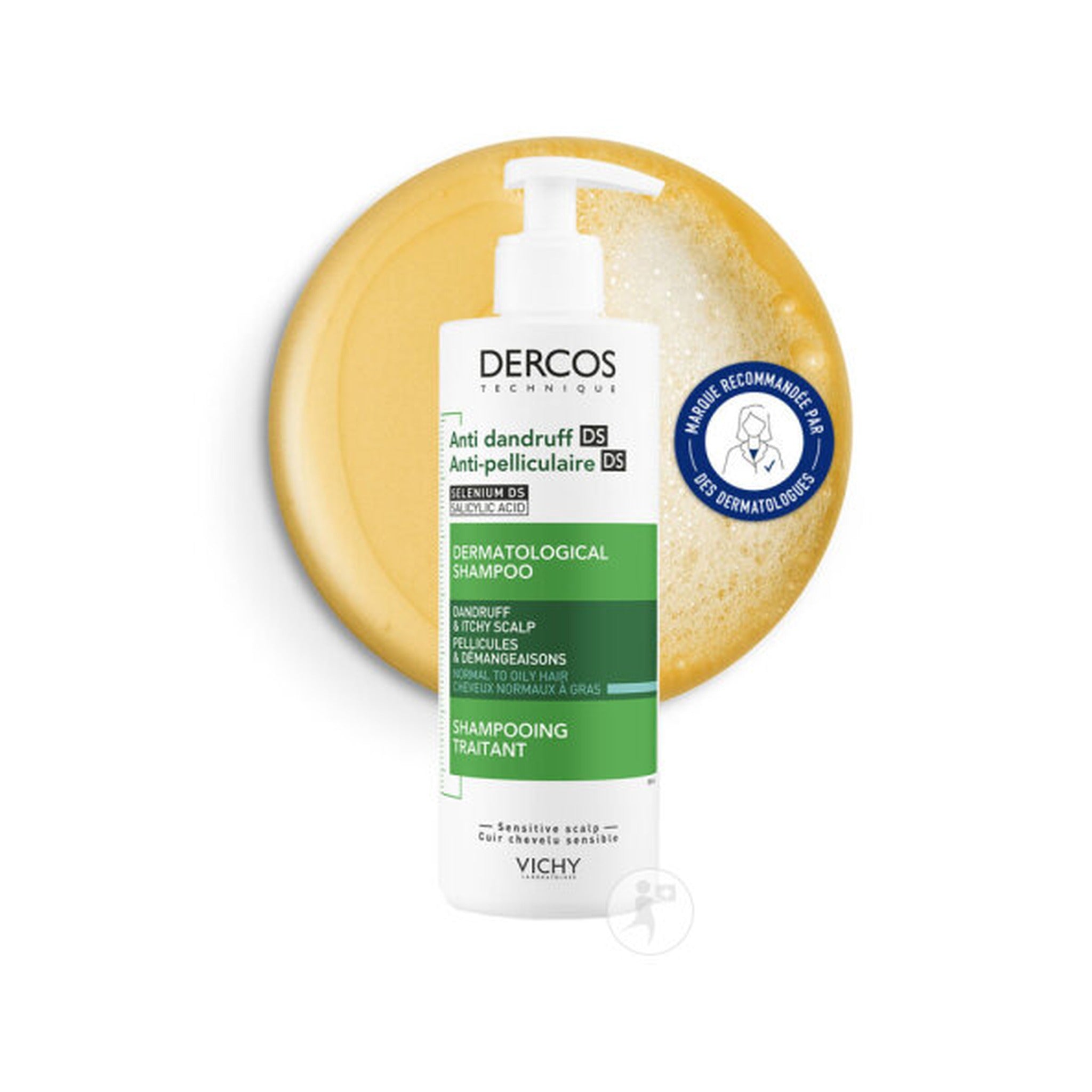 Vichy Dercos Shampoing Anti-Pelliculaire Cheveux Normaux à Gras Flacon-Pompe 390ml